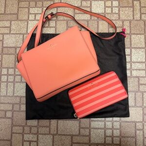 Kate Spade Pink Shoulder Bag and Striped Wallet